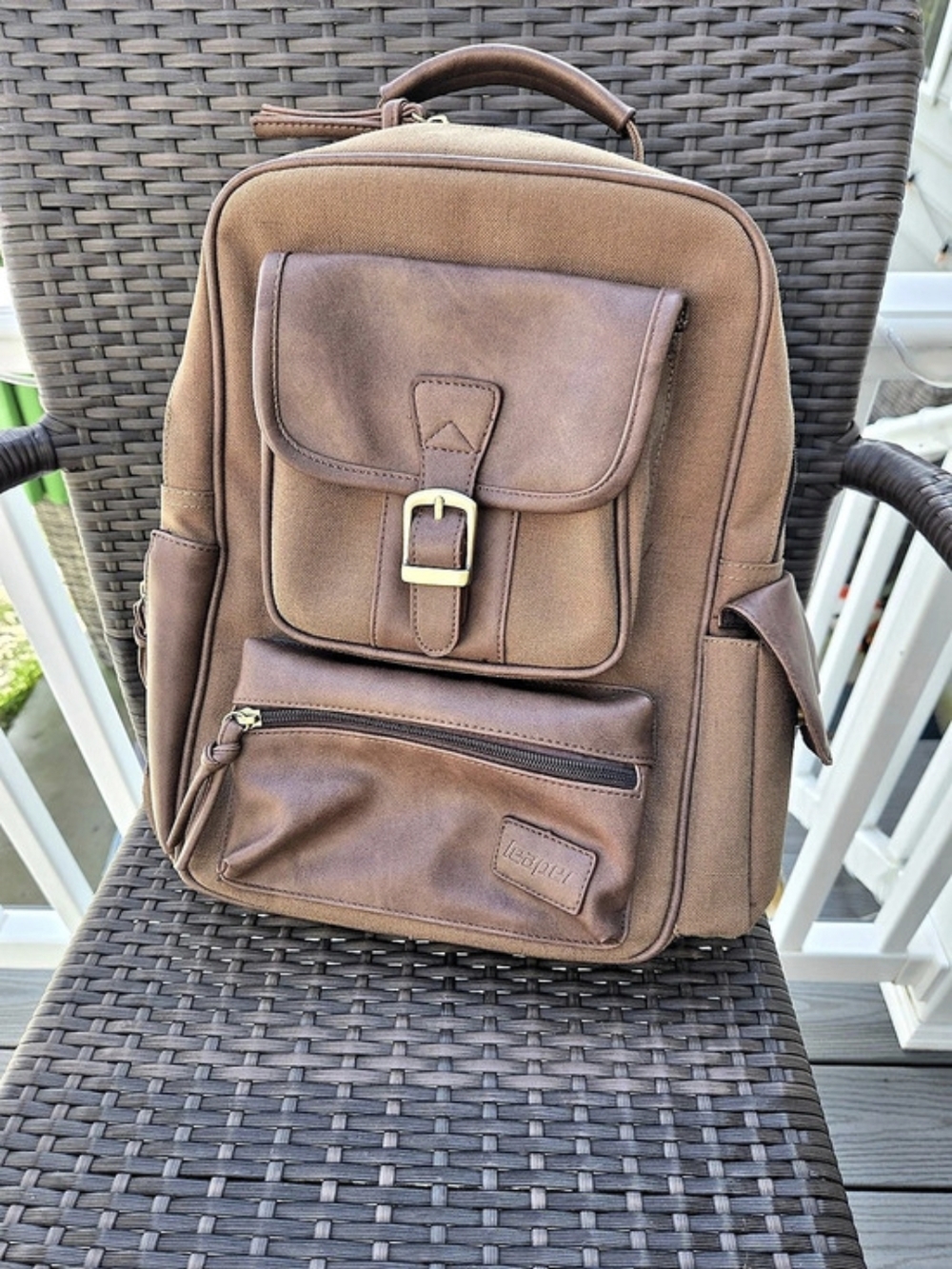 Leaper Retro Canvas Sling Backpack Brown